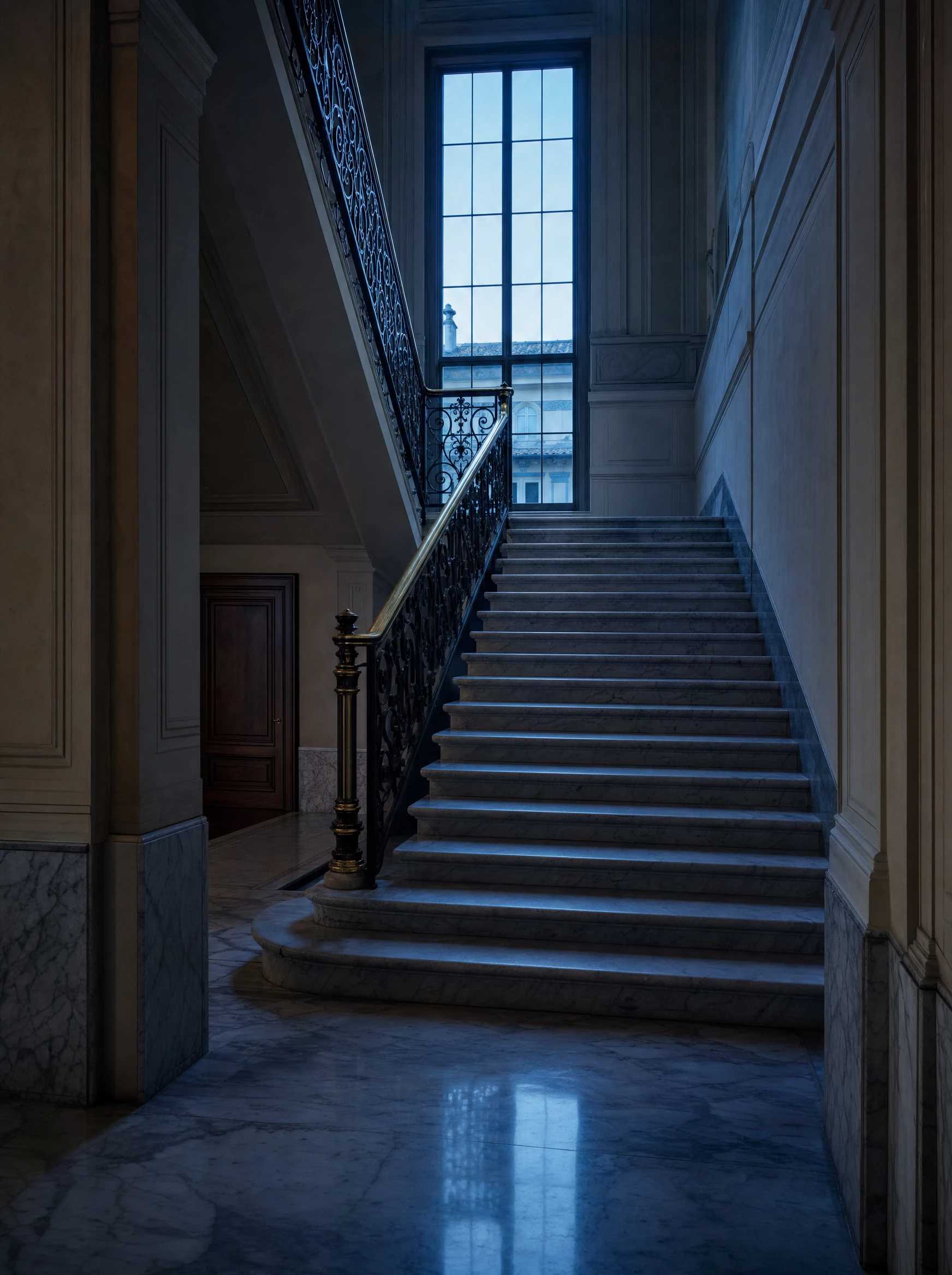 Scala condominiale in marmo di un palazzo storico milanese dopo la pulizia MW Group