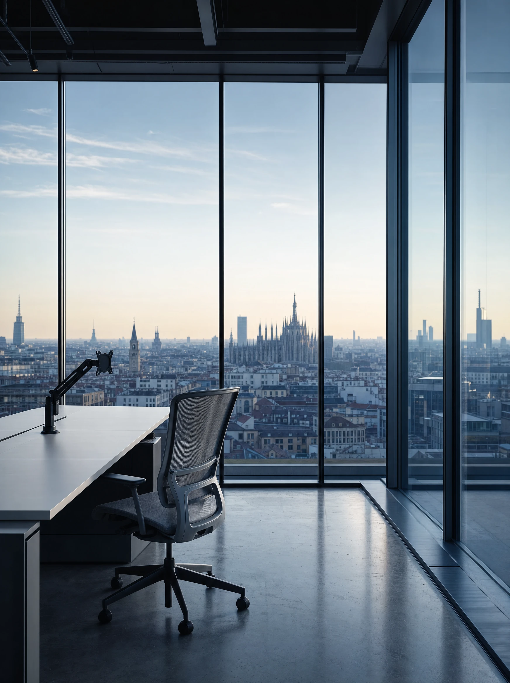 Open-space professionale a Milano dopo l'intervento di pulizia MW Group